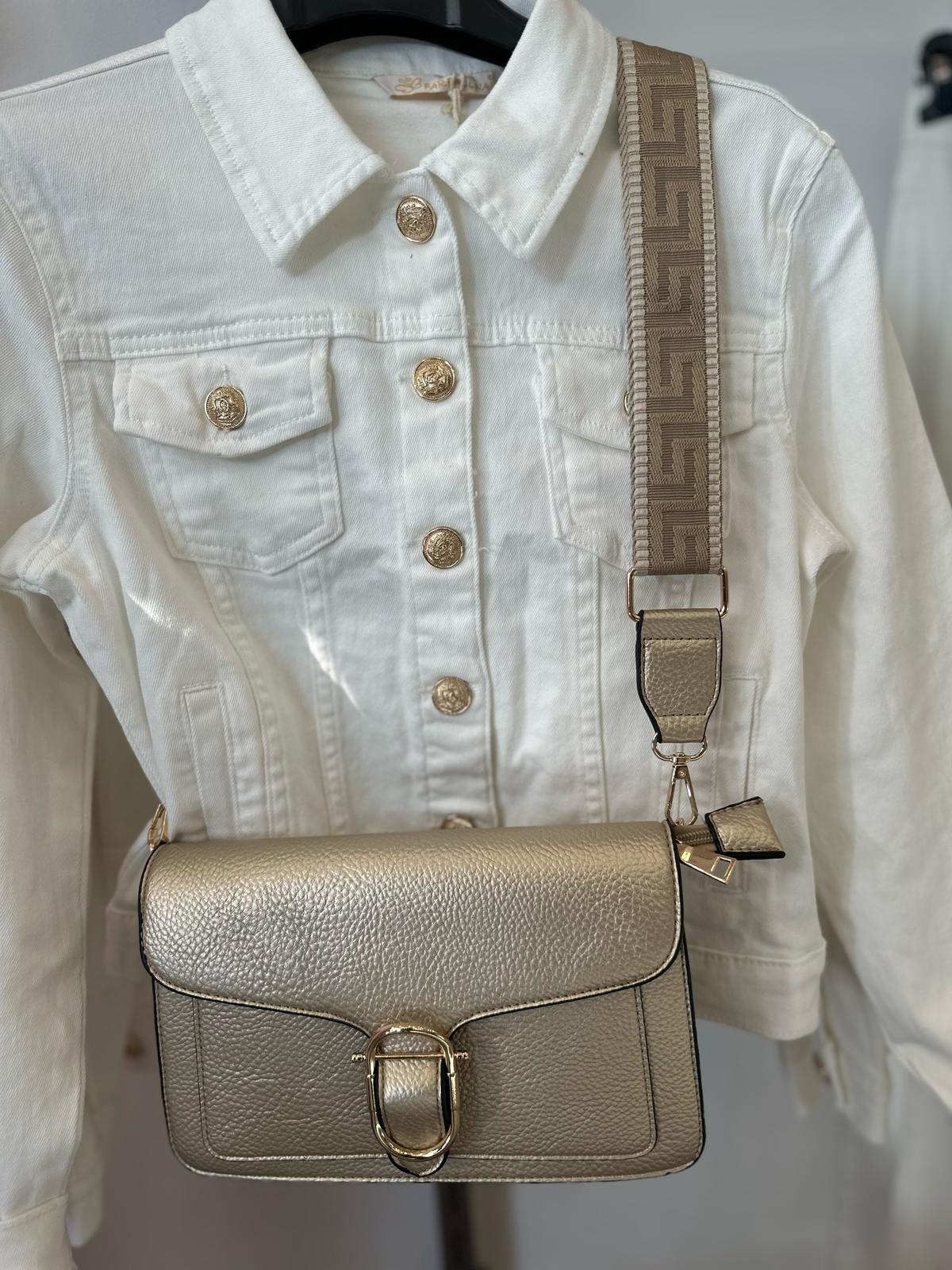 Borsa Piatta con Tracolla in Tessuto art.61193