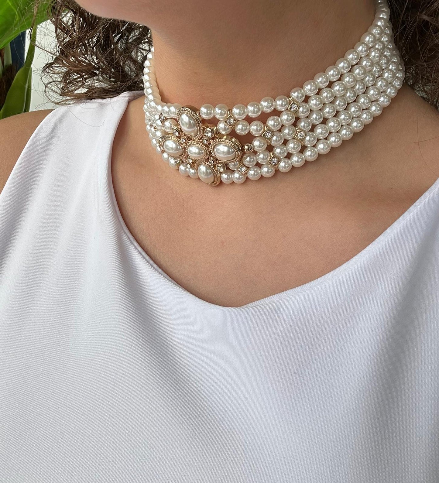 Collana girocollo con perle