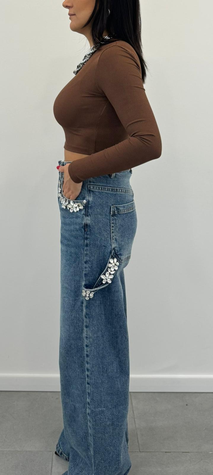 Jeans Baggy con applicazioni art.5022