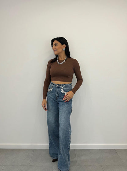 Jeans Baggy con applicazioni art.5022