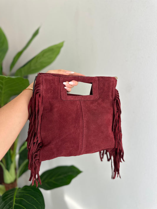 Borsa in camoscio con frange