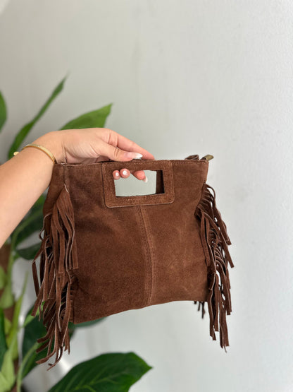 Borsa in camoscio con frange