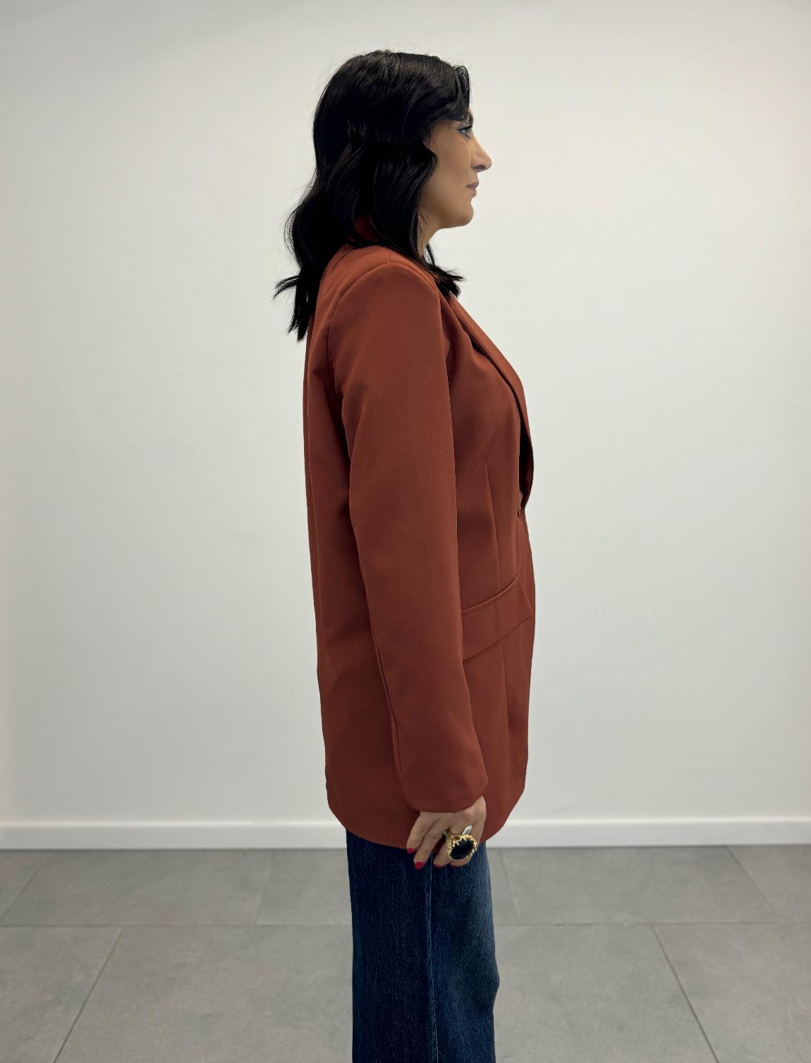 Blazer Oversize Mono Bottone MATTONE art.11035