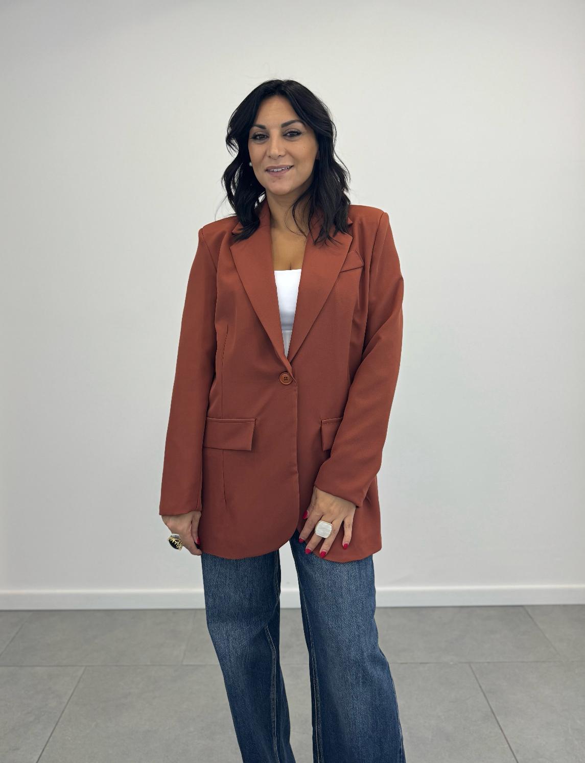 Blazer Oversize Mono Bottone MATTONE art.11035