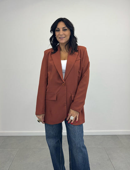 Blazer Oversize Mono Bottone MATTONE art.11035