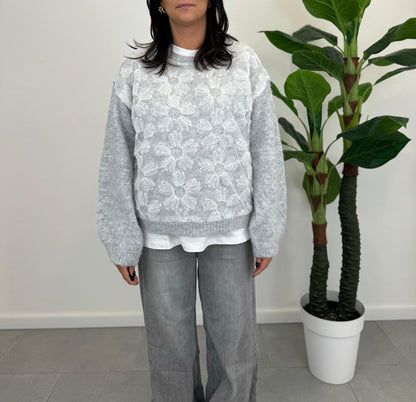 Pull Fiori Grigio art.3219