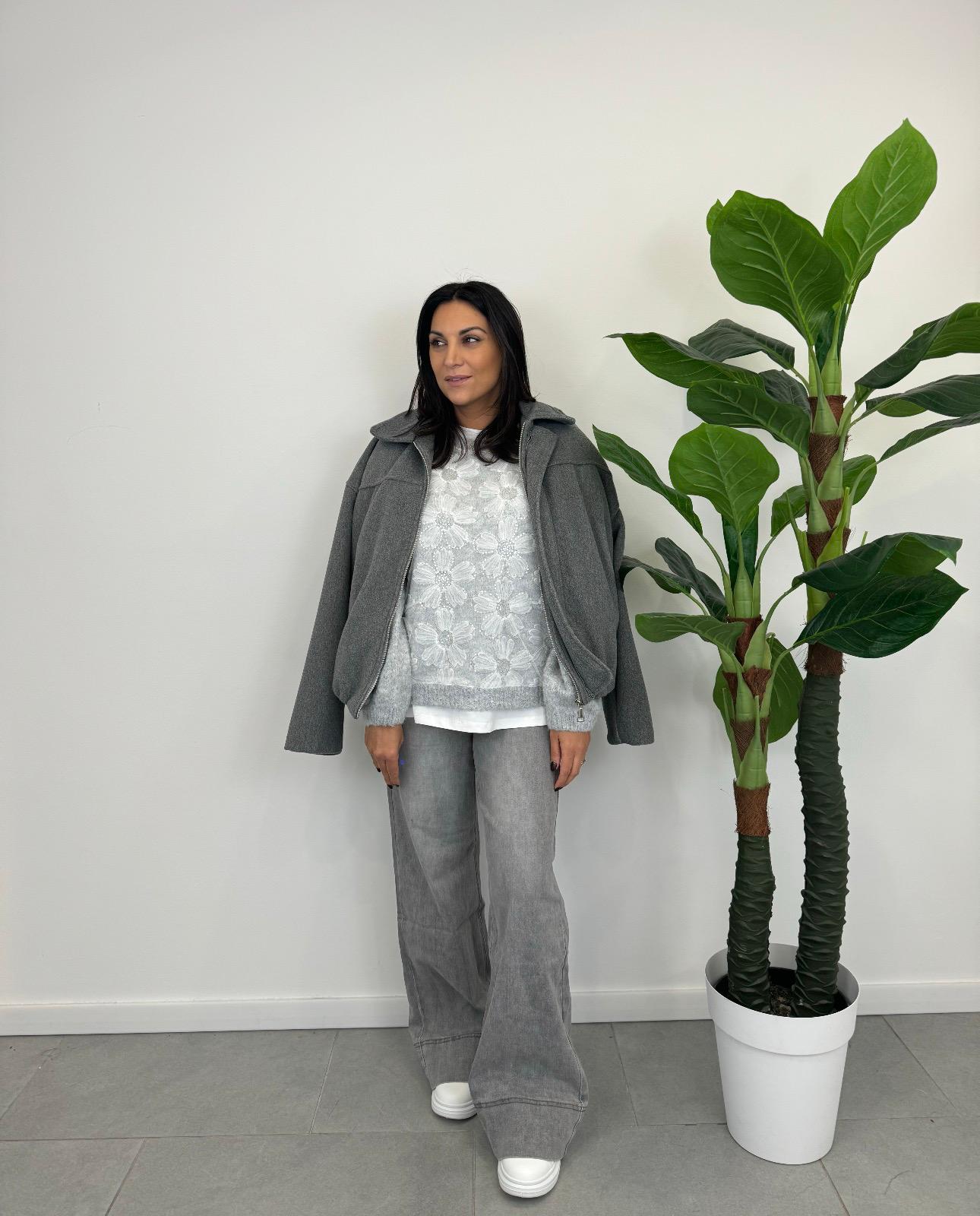 Pull Fiori Grigio art.3219