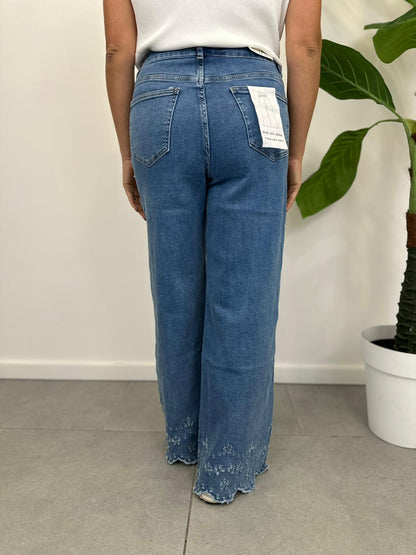 Jeans Palazzo con Ricami art. 6767-1