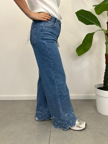 Jeans Palazzo con Ricami art. 6767-1