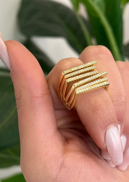 Anello Square con Strass