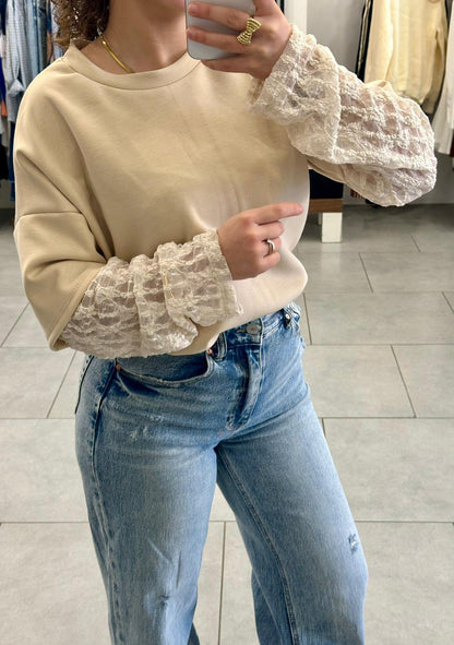 Maglia Megan con manica in pizzo art. 10660