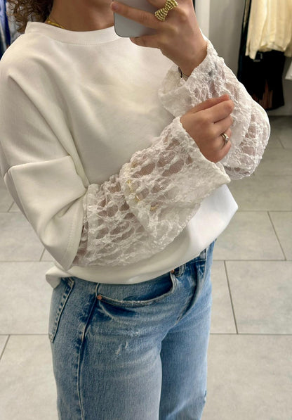 Maglia Megan con manica in pizzo art. 10660