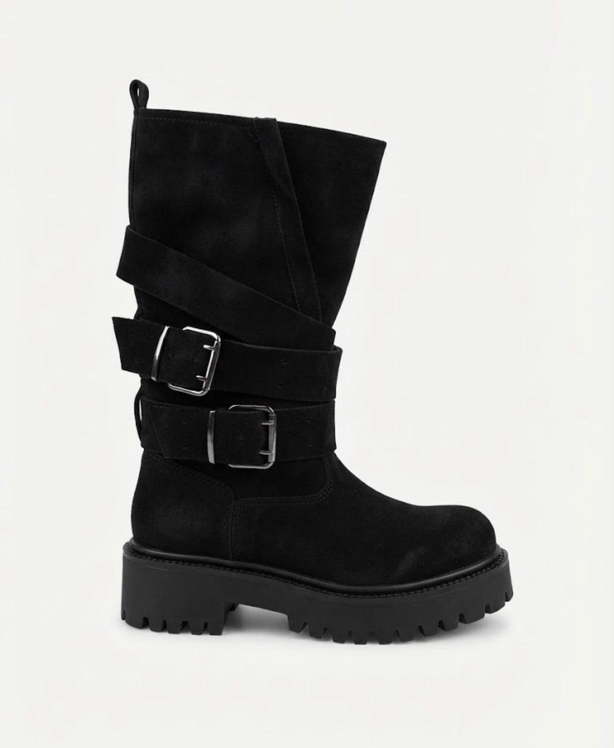 Stivale Scamosciato Biker con Fibbie