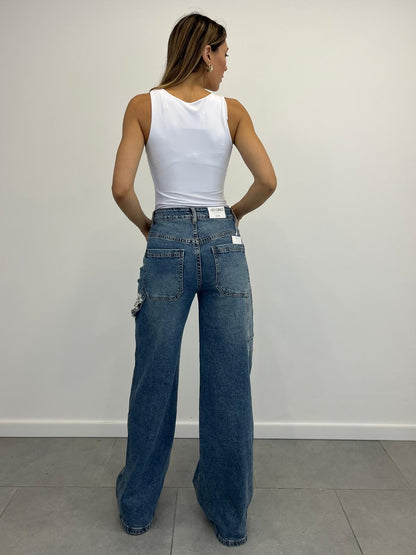 Jeans Baggy con applicazioni art.5022