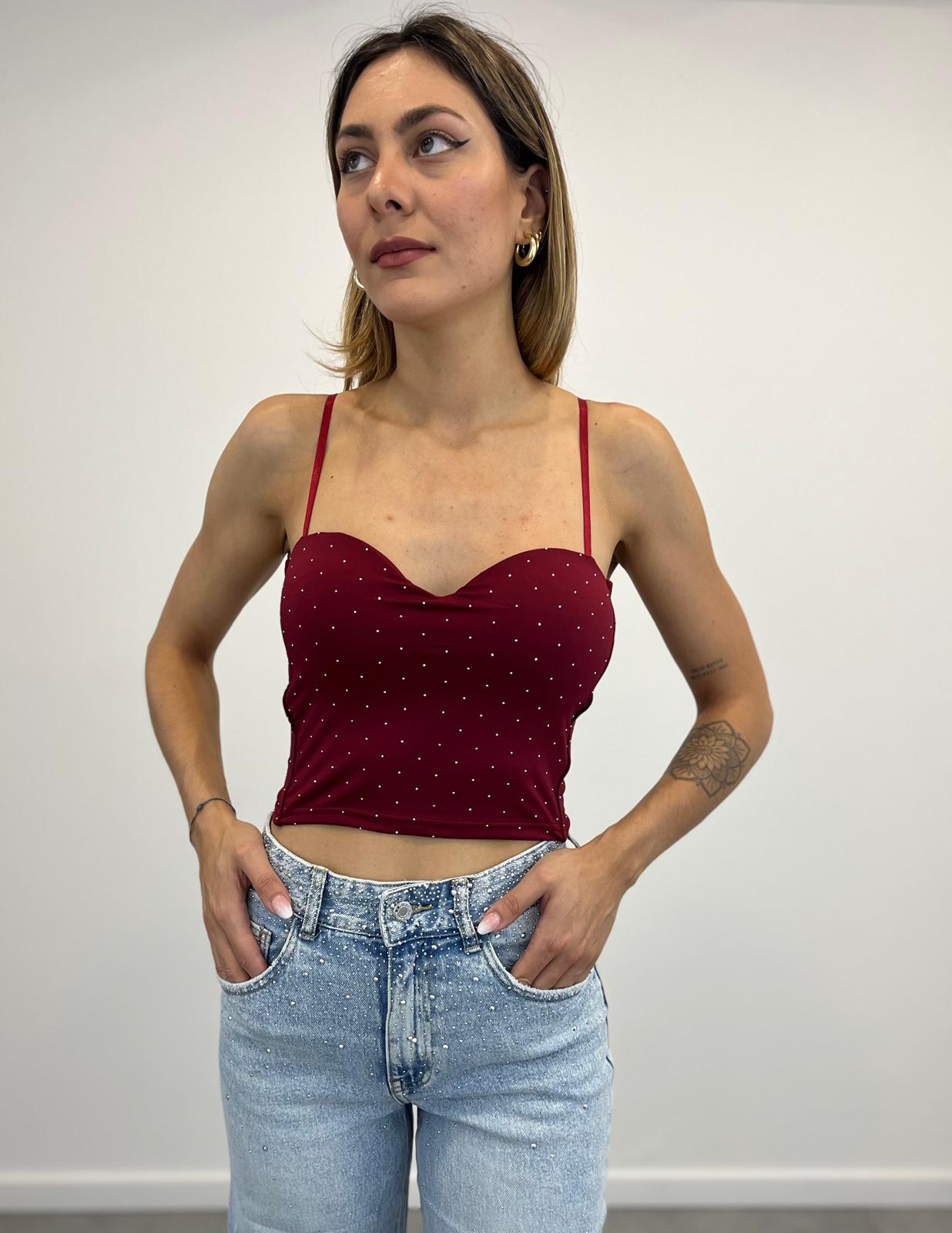 Top con Strass e coppe art.25206