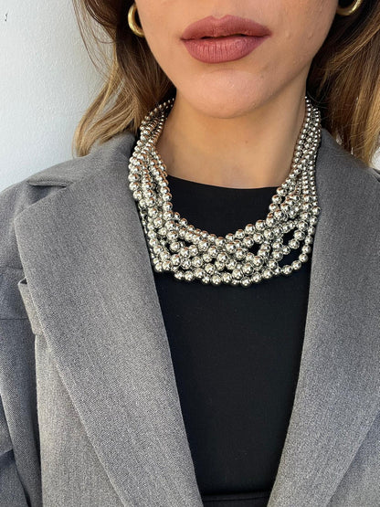 Collana Multi Perle Argento